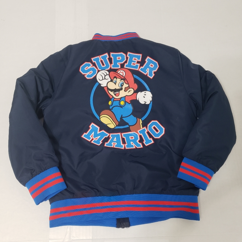 Nintendo Entertainment Super Mario full zip bom bomber jacket Kid's sz small - Picture 3 of 6